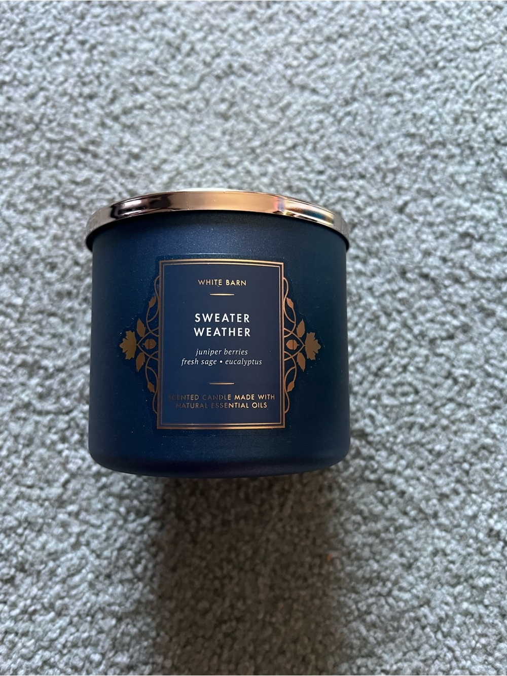 White Barn Sweater Weather Candle - Navy with Gold Accents